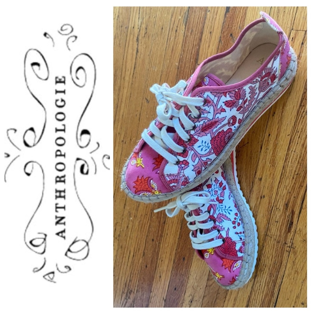 NWOT Anthropologie x SZ woven floral pattern espadrille sneakers